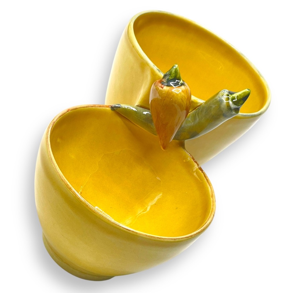 Vintage Dual Serving Bowls Made in Italy with Chili Peppers 4" Tall